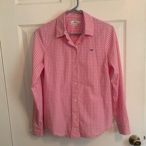 Vineyard Vines woman’s size 6 pink gingham long sleeve button down shirt